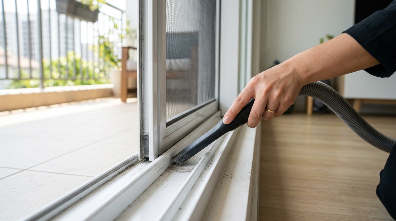 Maintaining UPVC sliding mosquito screens and balcony tracks