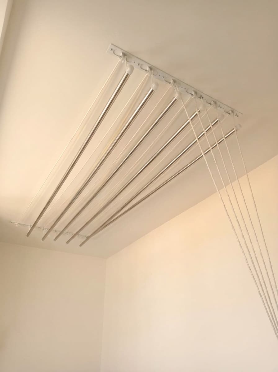cloth drying hangers ceiling mounted layout for balcony utility area in Hyderabad