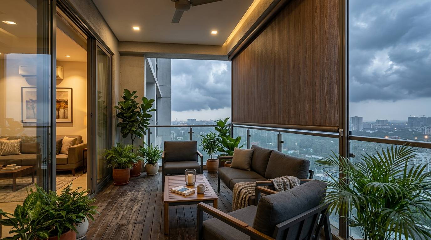 Heavy duty PVC outdoor balcony blinds for weather protection
