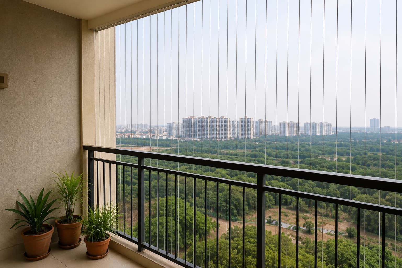 Balcony invisible grill Rajapushpa Provincia Narsingi with open high-rise view