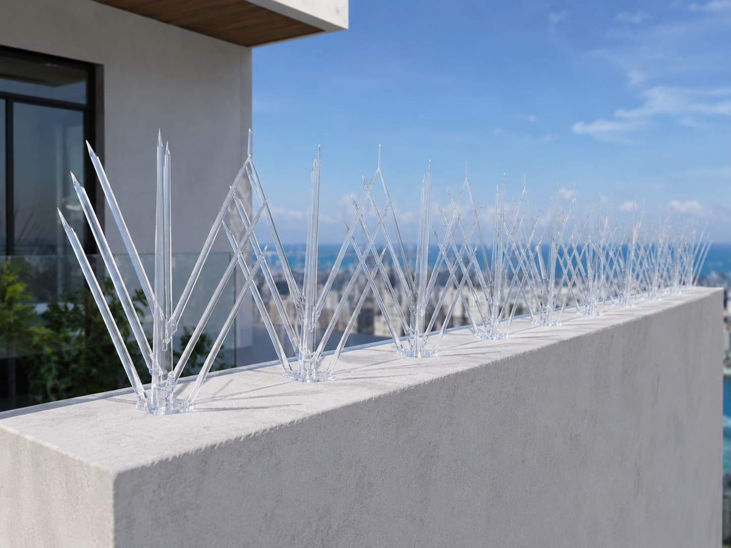 Pigeon Spikes in Hyderabad installed on parapet wall for balcony terrace and building edge protection