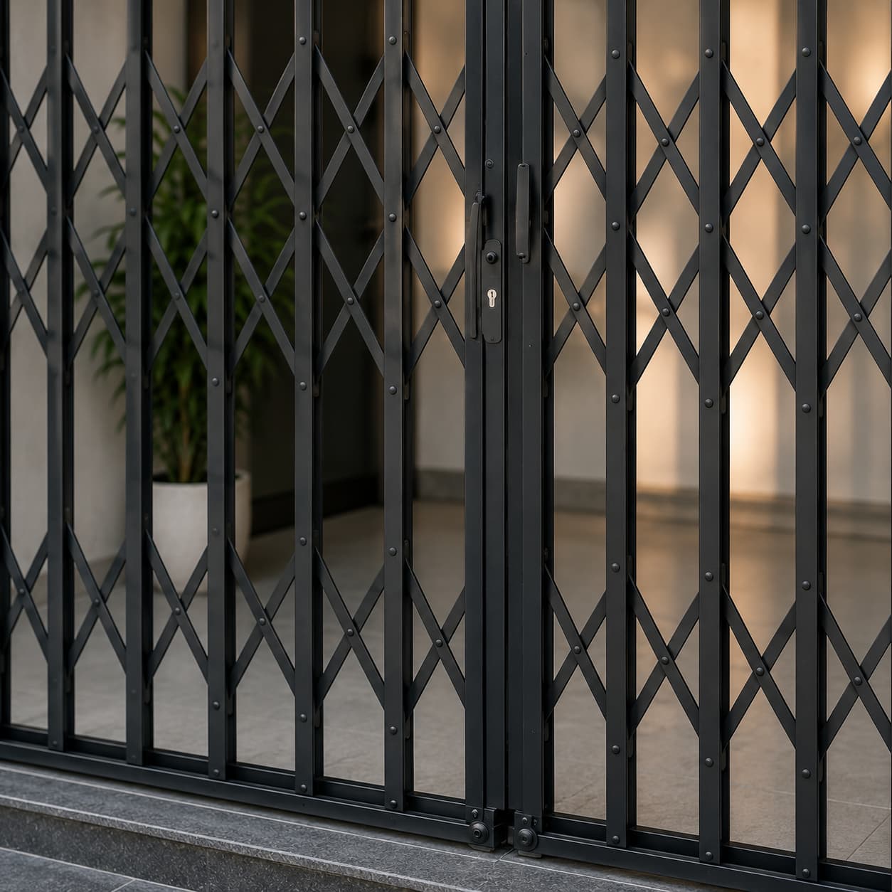 Space-saving MS collapsible sliding gates in Hyderabad with compact side folding