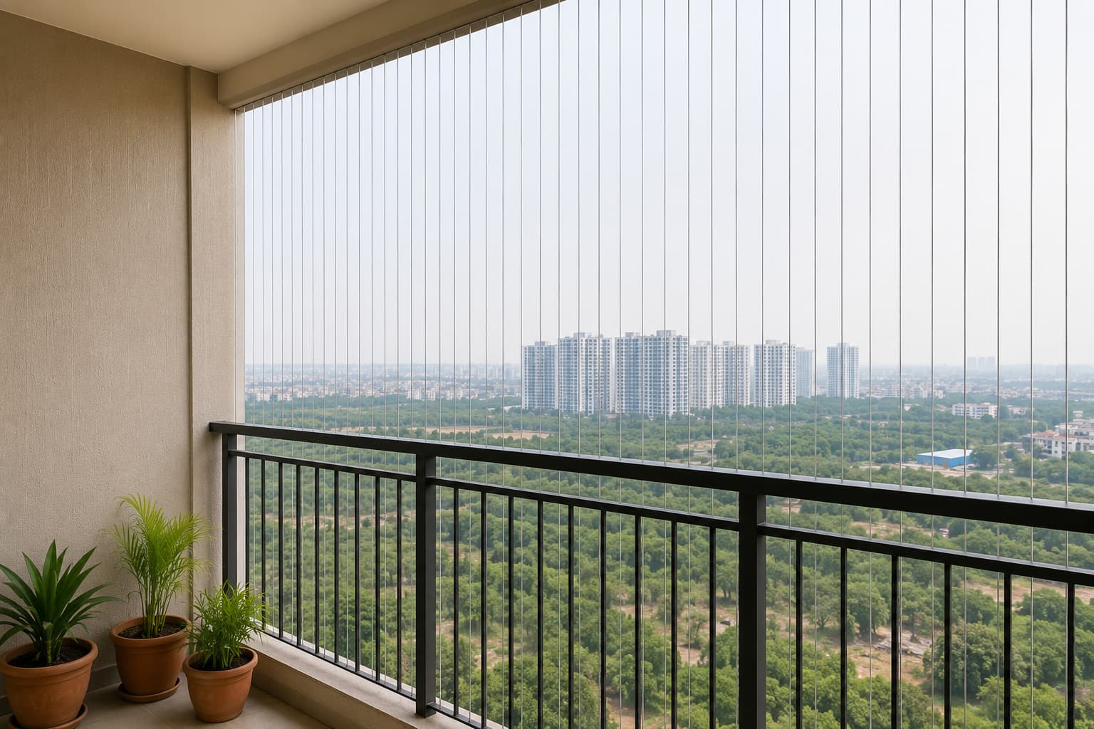 SS316 invisible grill Hyderabad wire system for Rajapushpa Provincia balcony