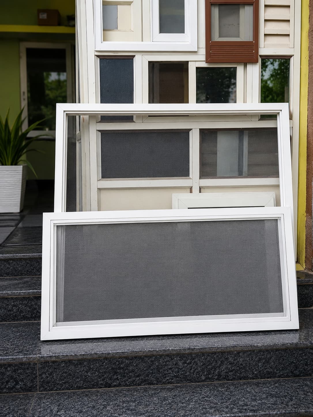 UPVC window mesh frame installation with mosquito screen in Hyderabad